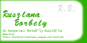 ruszlana borbely business card
